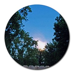 Coming Sunset Accented Edges 8  Mouse Pad (round) by Majesticmountain