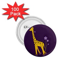 Purple Roller Skating Cute Cartoon Giraffe 1 75  Button (100 Pack)