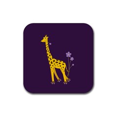 Purple Roller Skating Cute Cartoon Giraffe Drink Coaster (square)