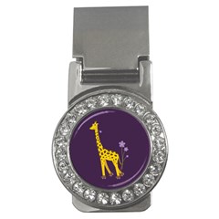 Purple Roller Skating Cute Cartoon Giraffe Money Clip (cz)