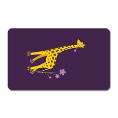 Purple Roller Skating Cute Cartoon Giraffe Magnet (Rectangular)