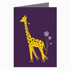 Purple Roller Skating Cute Cartoon Giraffe Greeting Card (8 Pack) by CreaturesStore