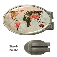 Vintageworldmap1200 Money Clip (oval)