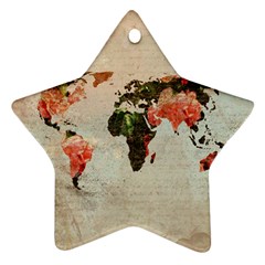 Vintageworldmap1200 Star Ornament (two Sides)