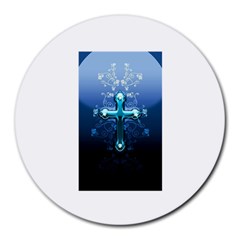 Glossy Blue Cross Live Wp 1 2 S 307x512 8  Mouse Pad (round) by ukbanter