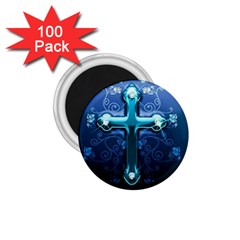 Glossy Blue Cross Live Wp 1 2 S 307x512 1.75  Button Magnet (100 pack)