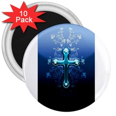 Glossy Blue Cross Live Wp 1 2 S 307x512 3  Button Magnet (10 Pack)