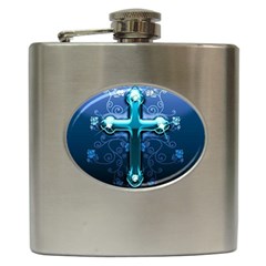 Glossy Blue Cross Live Wp 1 2 S 307x512 Hip Flask by ukbanter