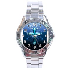 Glossy Blue Cross Live Wp 1 2 S 307x512 Stainless Steel Watch by ukbanter