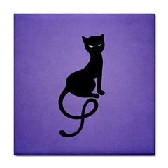 Purple Gracious Evil Black Cat Ceramic Tile