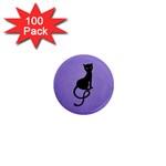 Purple Gracious Evil Black Cat 1  Mini Button Magnet (100 pack) Front