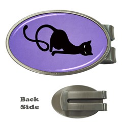 Purple Gracious Evil Black Cat Money Clip (oval) by CreaturesStore