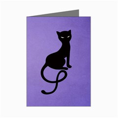 Purple Gracious Evil Black Cat Mini Greeting Card by CreaturesStore