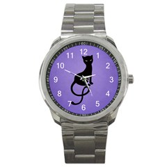 Purple Gracious Evil Black Cat Sport Metal Watch by CreaturesStore