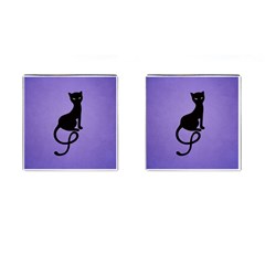 Purple Gracious Evil Black Cat Cufflinks (square)