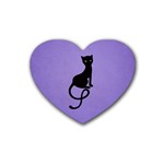 Purple Gracious Evil Black Cat Drink Coasters (Heart) Front