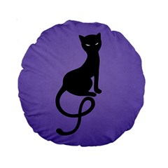 Purple Gracious Evil Black Cat 15  Premium Round Cushion  by CreaturesStore