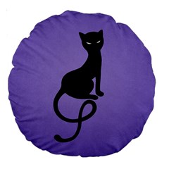 Purple Gracious Evil Black Cat 18  Premium Round Cushion  by CreaturesStore