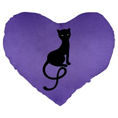 Purple Gracious Evil Black Cat 19  Premium Heart Shape Cushion by CreaturesStore