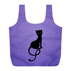 Purple Gracious Evil Black Cat Reusable Bag (l) by CreaturesStore