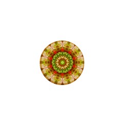 Red Green Apples Mandala 1  Mini Button by Zandiepants