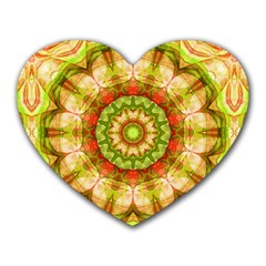 Red Green Apples Mandala Mouse Pad (heart) by Zandiepants