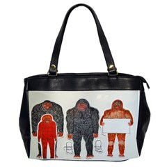 1 Neanderthal & 3 Big Foot,on White, Oversize Office Handbag (two Sides) by creationtruth