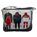 1 Neanderthal & 3 Big Foot,on White, Messenger Bag Front