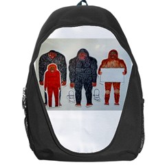 1 Neanderthal & 3 Big Foot,on White, Backpack Bag by creationtruth