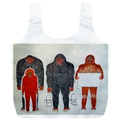 1 Neanderthal & 3 Big Foot,on White, Reusable Bag (xl) by creationtruth