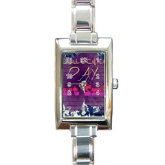 Beautiful Day Just Smile Rectangular Italian Charm Watch by SharoleneCollection