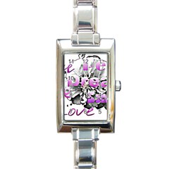 Live Peace Dream Hope Smile Love Rectangular Italian Charm Watch by SharoleneCollection