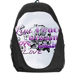 Live Peace Dream Hope Smile Love Backpack Bag by SharoleneCollection