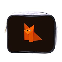 Dark Cute Origami Fox Mini Travel Toiletry Bag (one Side)