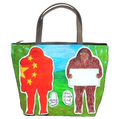 2 Yeh Ren,text & Flag In Forest  Bucket Handbag by creationtruth