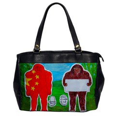 2 Yeh Ren,text & Flag In Forest  Oversize Office Handbag (one Side) by creationtruth