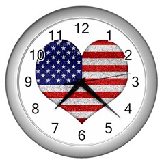 Grunge Heart Shape G8 Flags Wall Clock (silver) by dflcprints