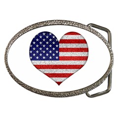 Grunge Heart Shape G8 Flags Belt Buckle (oval)