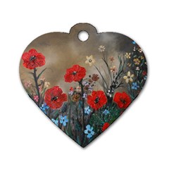 Poppy Garden Dog Tag Heart (two Sided) by rokinronda