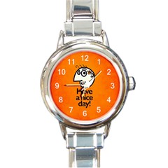 Have A Nice Day Happy Character Round Italian Charm Watch