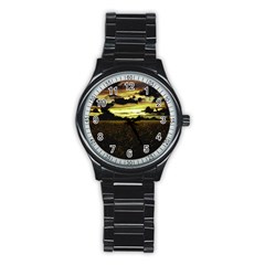 Dark Meadow Landscape  Sport Metal Watch (black) by dflcprints