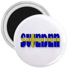 Flag Spells Sweden 3  Button Magnet by StuffOrSomething