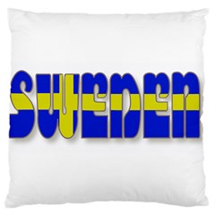 Flag Spells Sweden Large Cushion Case (two Sided)  by StuffOrSomething