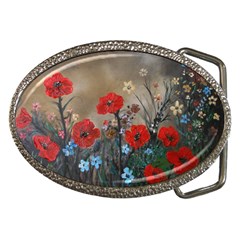 Poppy Garden Belt Buckle (oval)