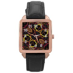 Luxury Futuristic Ornament Rose Gold Leather Watch 