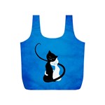 Blue White And Black Cats In Love Reusable Bag (S) Front