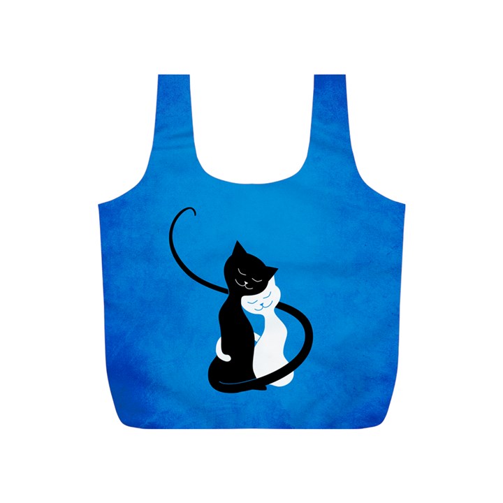 Blue White And Black Cats In Love Reusable Bag (S)