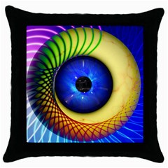 Eerie Psychedelic Eye Black Throw Pillow Case