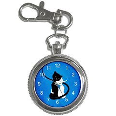 Blue White And Black Cats In Love Key Chain Watch by CreaturesStore