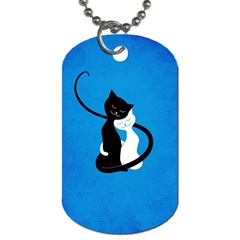 Blue White And Black Cats In Love Dog Tag (two-sided)  by CreaturesStore
